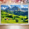 Двумерный фон Nature Valley, Альпийский луг с деревянными домами, Фотофон для всех случаев