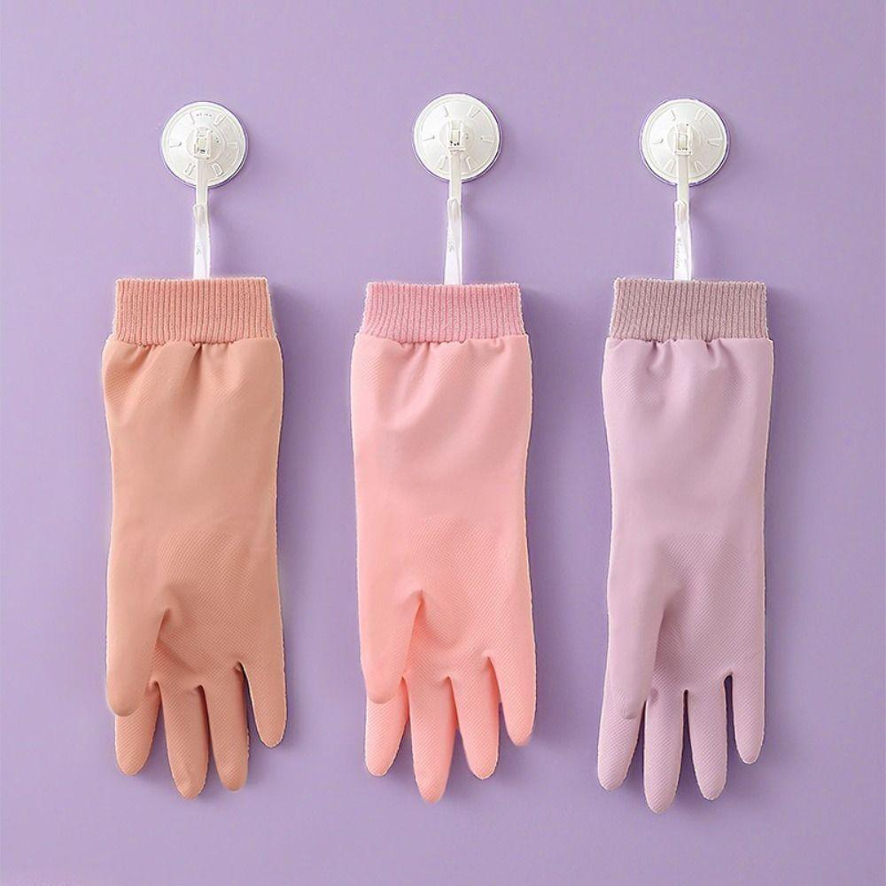 Waterproof Fleece Gloves Durable Dishwashing Gloves Long Cuff Kitchen Gloves  Household