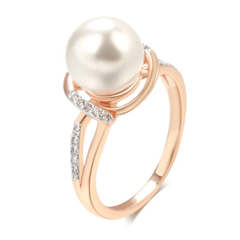 Personality Gold Silver Color Rings Synthetic Pearl Hollow Inlay Zircon Rings for Women Light Luxury Wedding Daily Jewelry