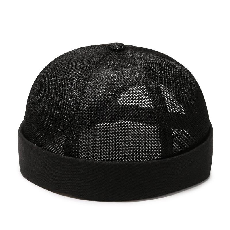 Unisex Mesh Skullcap Sailor Hat Breathable Hip Hop Rolled Cuff Brimless Beanie Cap Casual Outdoor