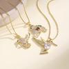 Nidin Shiny Cubic Zirconia Hummingbird Pendant Necklace Crystal Bird Neck Chain Cute Animal Jewelry For Women Party Wedding Gift