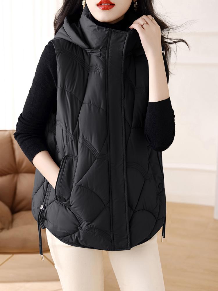 Женский зимний теплый жилет с капюшоном большого размера в корейском стиле, без рукавов, хлопковая парка с подкладкой, свободное модное пальто, новинка осени