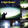 High Power LED Flashlight Rechargeable 5 Mode Aluminum Alloy Telescopic Zoom Torch Tactical Lamp for Outdoor Camping Fishing