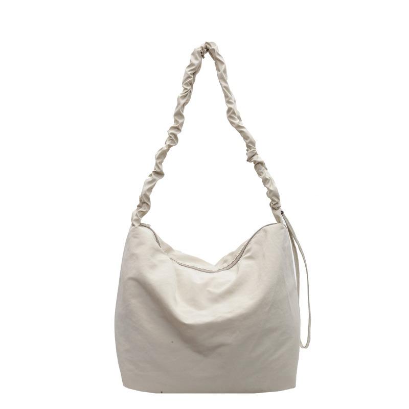 Large Capacity Nylon Shoulder Bag Soft Waxy Cotton Lazy Crossbody Bag Student Commuter Casual Tote Bag