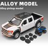 Масштаб 1/24 Пикап Ford Raptor F-150 Модель автомобиля из сплава Симуляция Внедорожник, Подарок для мальчика, Звук и свет Детская игрушка Украшения