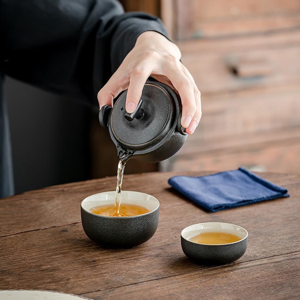 Ceramic Tea Ceremony Teapot Set with Storage Bag Chinese Teapot Set Creative Travel Teapot Office