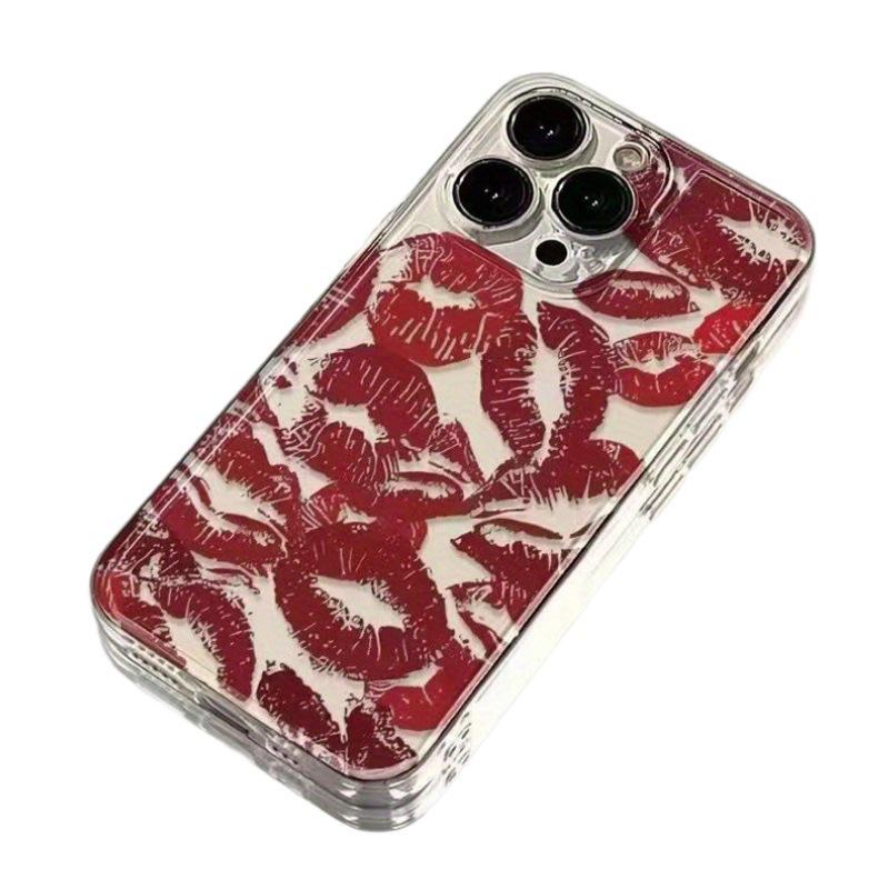 Чехол Красные Губы: Совместимо с моделями iPhone 13-16, 12/11/XSM, Космический Дизайн Точности