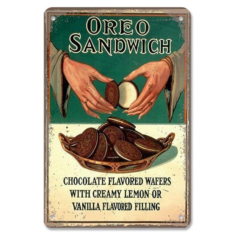 Vintage Candy Chocolate Metal Plates Cream Milk Chocolate Poster Metal Plaque Tin Sign For Kitchen Cafe Dining Room Wall Decor