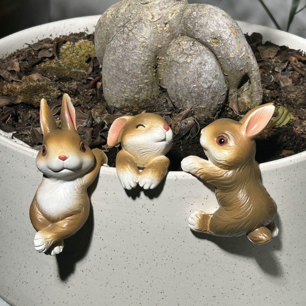 3PCS Creative Resin Rabbit Pot Hangers Cartoon Decorative Hanging Pot Bunny Cute Bunny Plant Holder Outdoor