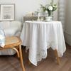 High Quality French Embroidery White Lace Flower Tablecloth For Wedding Party Decoration Cotton Cloth Luxurious Table Cover
