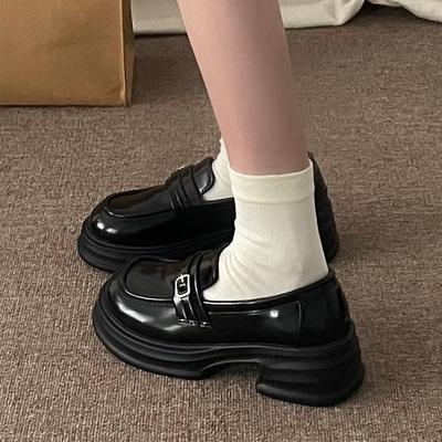 Коричневые ретро туфли на платформе, маленькие кожаные туфли, женские весенние новые лоферы на одной педали