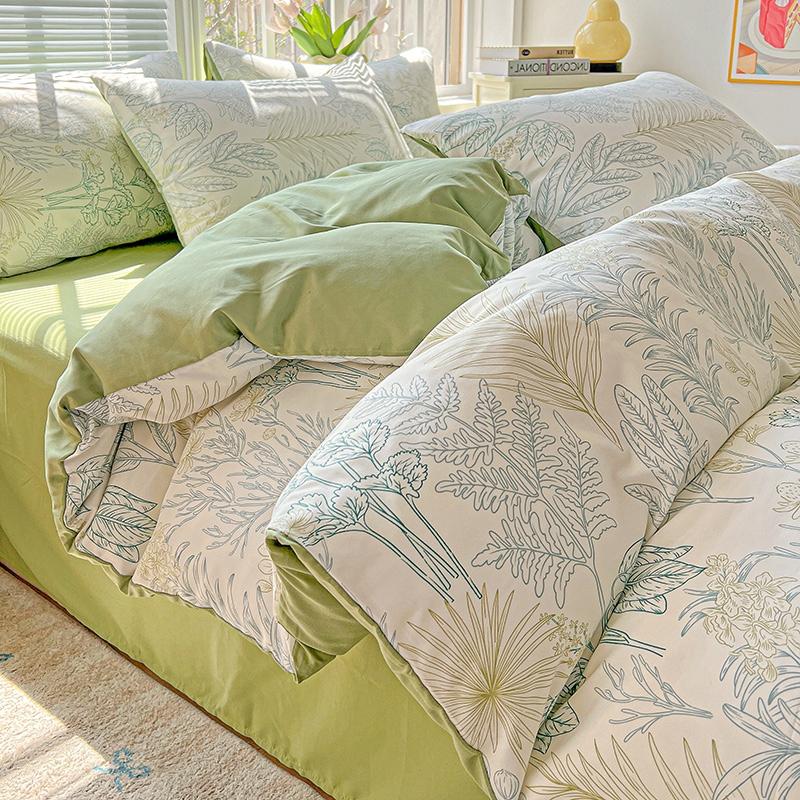 HOMZY Покрывало из стиранного хлопка двойной пряжи, однотонное, в простом стиле, с мелким цветочным принтом, корейская версия, приятное к коже постельное белье