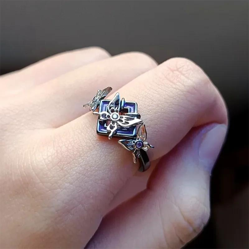 Игра Хонкай: Кольцо для косплея Звездный экспресс Зеле Унисекс Бабочка Регулируемое Открывающееся Кольцо Бижутерия Аксессуары Подарки