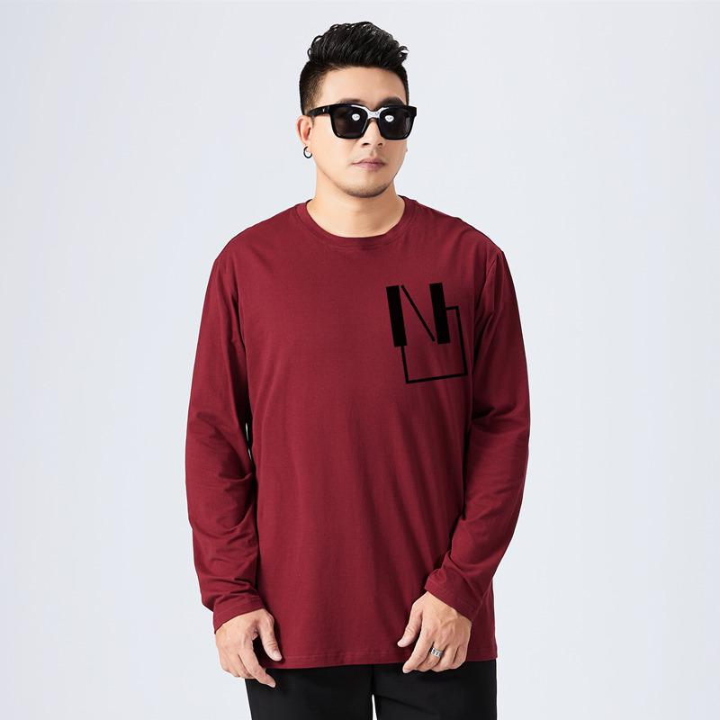 Мужская футболка больших размеров свободного кроя с длинным рукавом на осень (300 Джин)