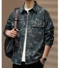 Premium Retro Printed Denim Shirt Men'S Tooling Jacket Loose Casual Trendy Shirt Jacket