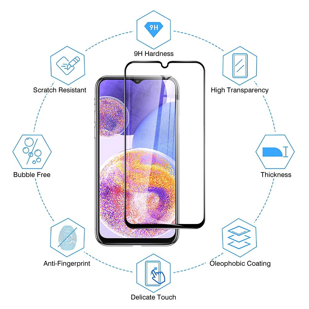 Полная защитная пленка из закаленного стекла для экрана Samsung Galaxy A12 A13 A22 A22S A52 A52S 5G A33 A53 A73 OPPO A54 Realme 7 8 9 Redmi 9 9A 9C 10C