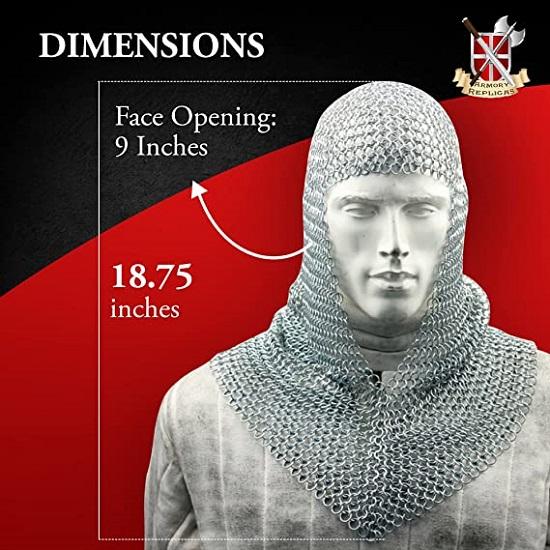 Средневековый кольчужный доспех с капюшоном, 47,625 см