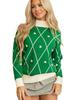 2025 Autumn Women's High Neck Color Block Knit Sweater