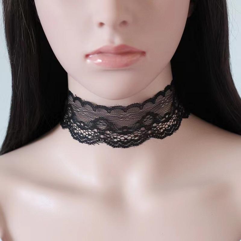 Hot Newest Fashion Jewelry Accessories Black White Hollow Lace Choker Necklace for Couple Lovers