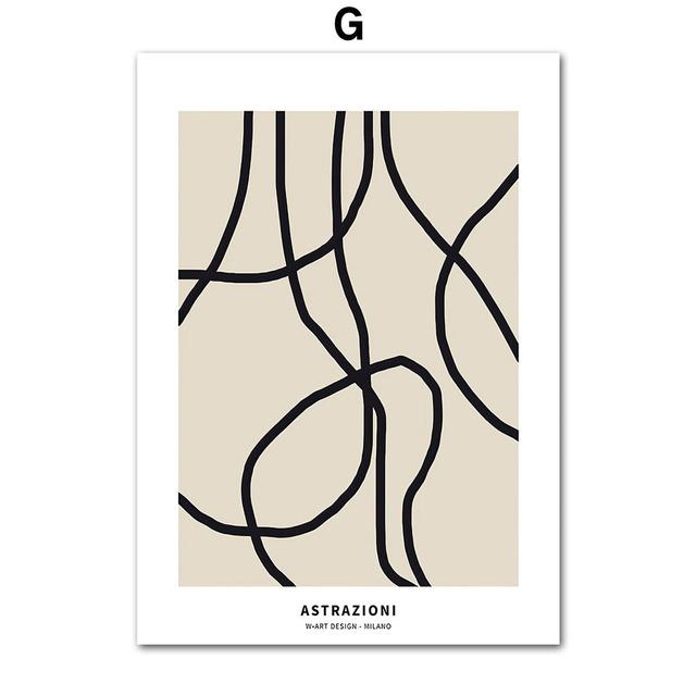 Abstract Mid-Century Modern Lines Nordic Gallery Wall Medieval Art Canvas Painting Posters Print Pictures for Living Room Decor No Frame