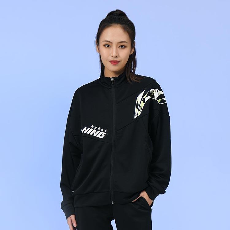 Li-Ning Спортивная куртка с воротником-стойкой и логотипом серии для бадминтона, женская куртка, черная AWDS364-1
