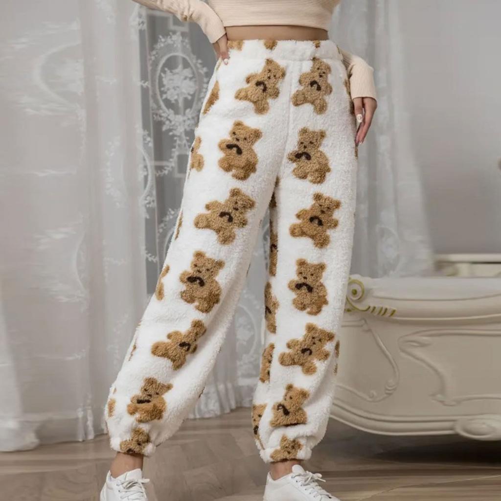 Женские брюки с бархатной подкладкой на осень-зиму, повседневные брюки, милые принтованные брюки для девочек