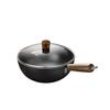 Kiwet Uncoated Mini Iron Pot, Small Wok, Household Wok, Induction Cooker Gas Cooker, Cooking Frying Pan, Frying Pan, Flat Pan, Non-Stick Frying Pan, W