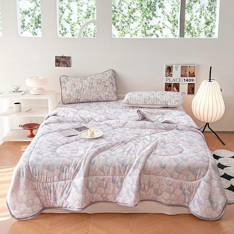 Летнее охлаждающее одеяло, комплект постельного белья, кондиционер, одеяло, латексные простыни и наволочки для односпальной двуспальной кровати