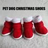 4pcs Set Pet Dog Shoes Christmas Shoes Snow Boots Small Dog Teddy Bichon Casual Shoes Big Red New Year Warm Pet Shoes