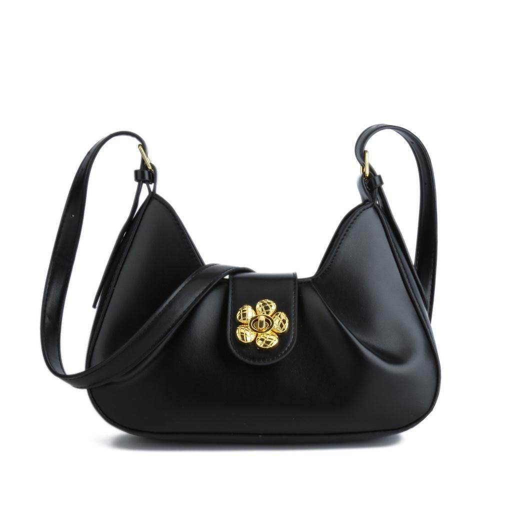 IELGY Плиссированная дорожная сумка под мышками, багетная сумка через плечо с цветочным замком