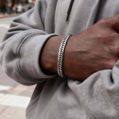 6 мм Miami Cuban Chain Браслет для Мужчин Мальчиков, Браслет на Запястье из Нержавеющей Стали со Звеньями Curb Dome, Стильный Базовый Панк Украшение Подарок