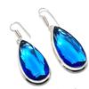 London Blue Topaz Gemstone Handmade 925 Sterling Silver Earring 2.17" Q2l02