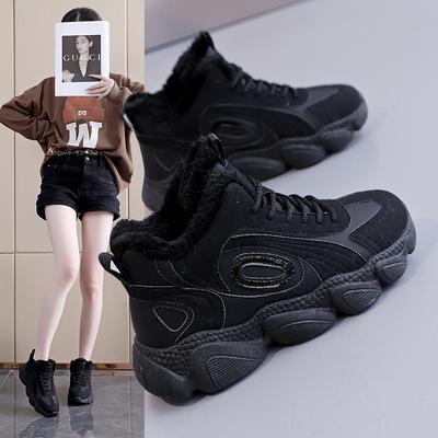 Женские зимние теплые плюшевые сноубутсы на толстой подошве, нескользящие, износостойкие, повседневные спортивные хлопковые ботинки, попс обувь