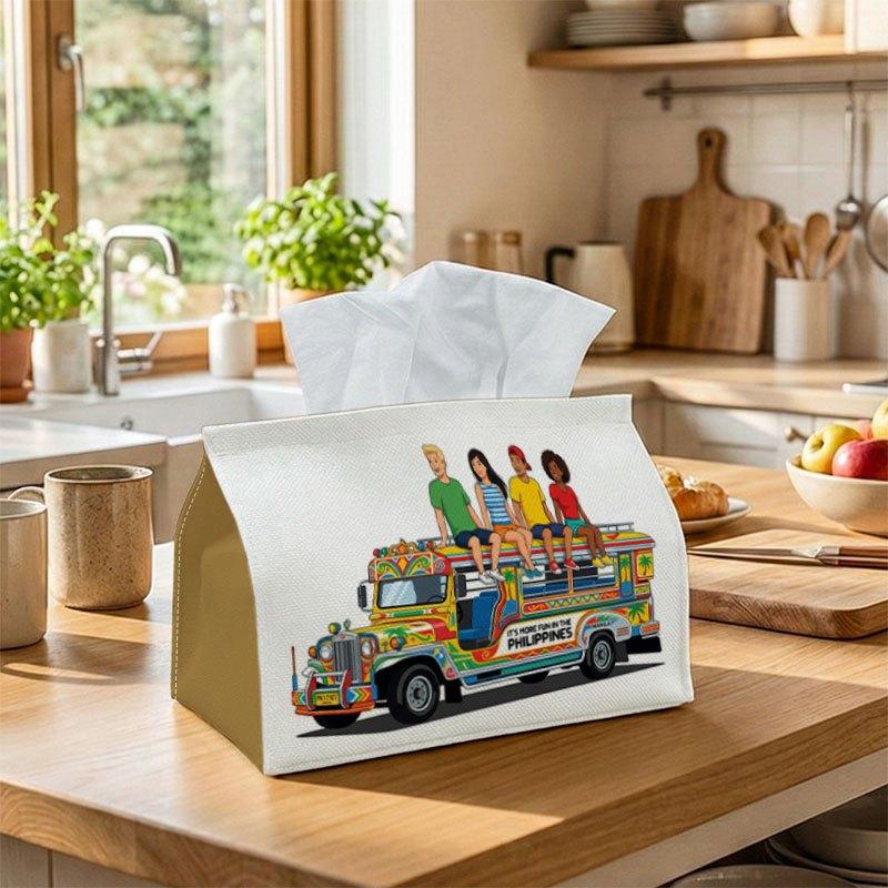 1pc Decorative Ethnic Vehicle Tissue Box | Durable, Bus Group Suitable for Living Room Accent, Bedroom Decor, Encouragement Gifts, Workplace Gifts, St