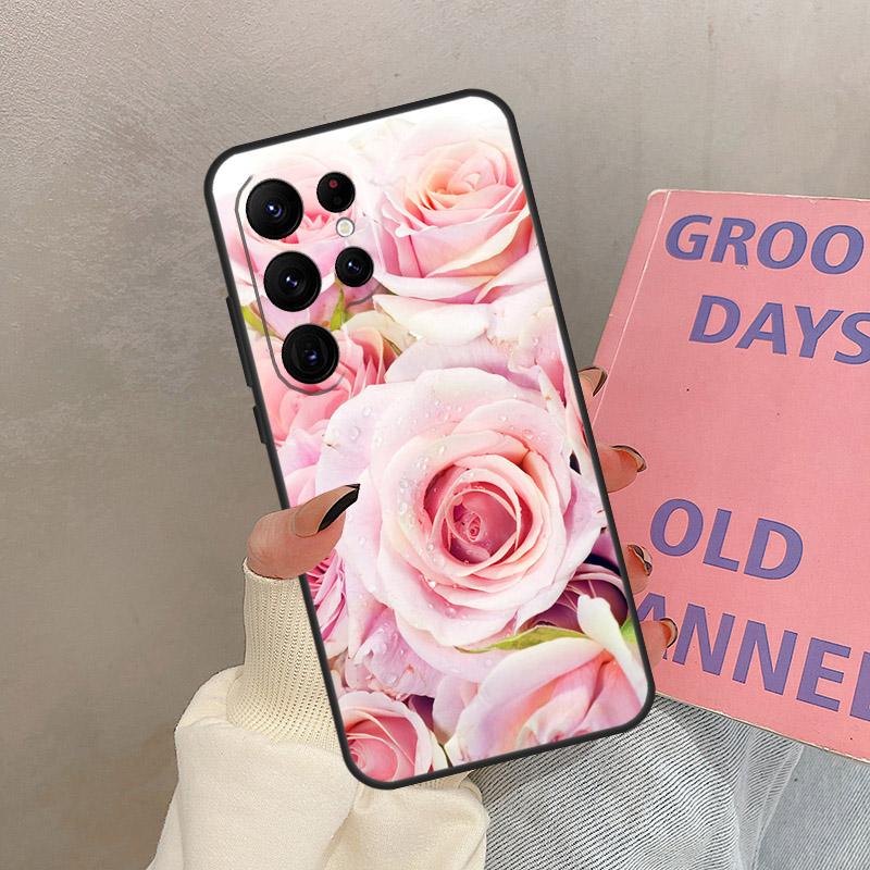Чехол-букет из розовых роз для Samsung Galaxy S25 Ultra S20 S21 S22 S23 S24 Ultra S9 S10 Plus S25 FE Чехол Coque