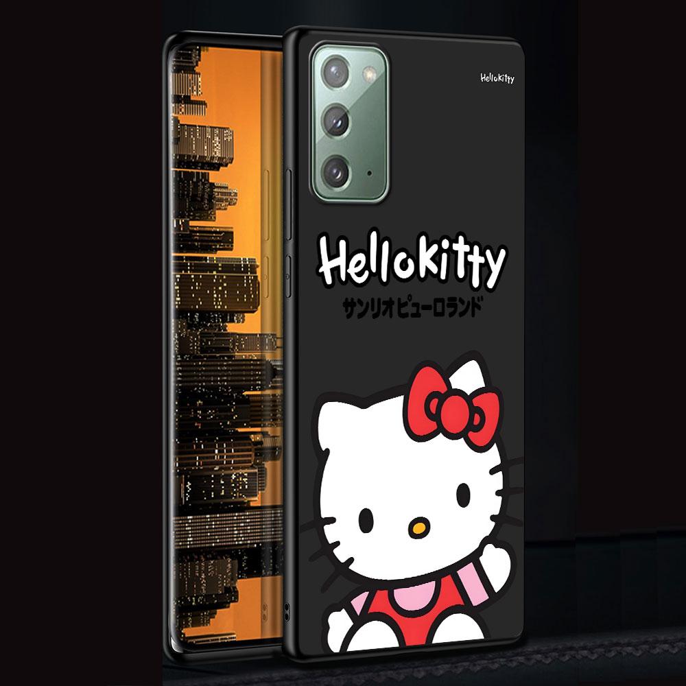 Cute Hello Kitty Case for Samsung Galaxy Note 20 Ultra 10 Plus 9 8 TPU Phone Cover Note 10 Lite Black Soft Shell Funda Capa