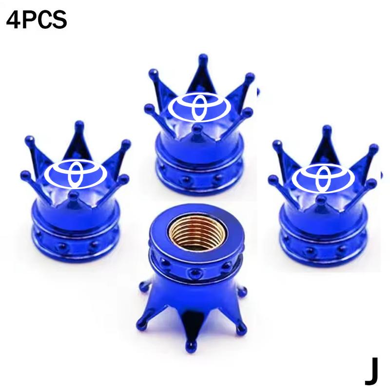 BBF1 4PCS Crown Style Tire Valve Stem Caps, Air Caps Cover, Aluminum Alloy Dustproof And Waterproof Valve Caps Cover For All Toyota