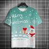 Men's T-Shirt 3D Santa Claus Printed Short Sleeve Christmas T-Shirt Trendy O-Neck Loose Tee Christmas Men's Casual Clothing Tops