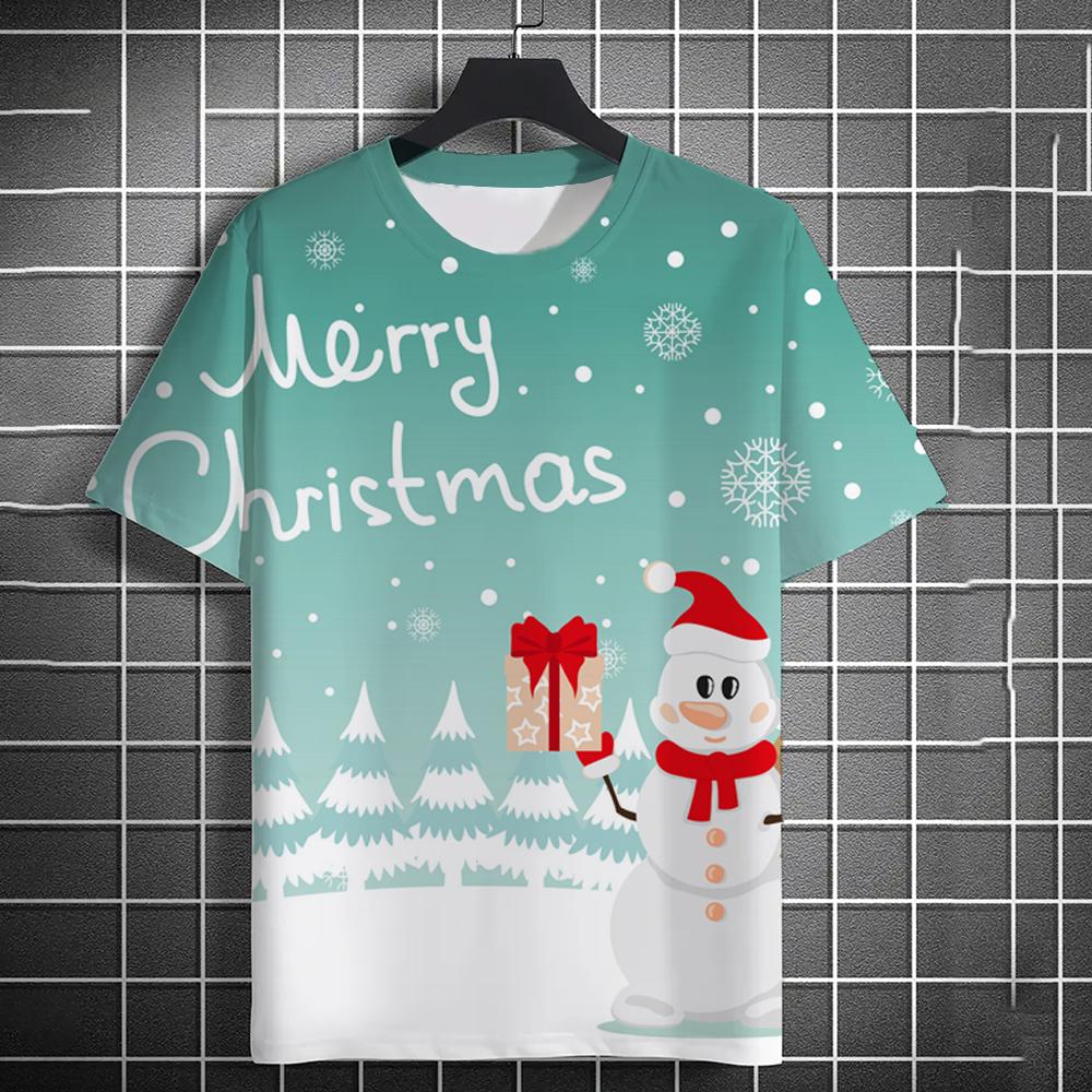 Men's T-Shirt Kids T Shirts 3D Santa Claus Printed Short Sleeve Christmas T-Shirt Trendy Christmas Casual Clothing Tops