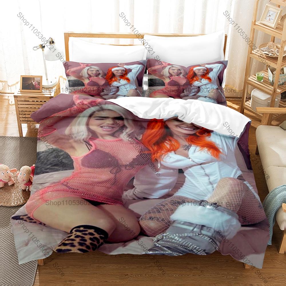 Mexican Latin Pop Singer Kenia OS K23 Studio Album Futuristic Cyber Cover Collage Bedding Set 1 Duvet Cover + 2 Pillowcases