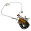 Ожерелье ручной работы из стерлингового серебра 925 пробы с натуральным драгоценным камнем тигрового глаза 18 дюймов Y0m22