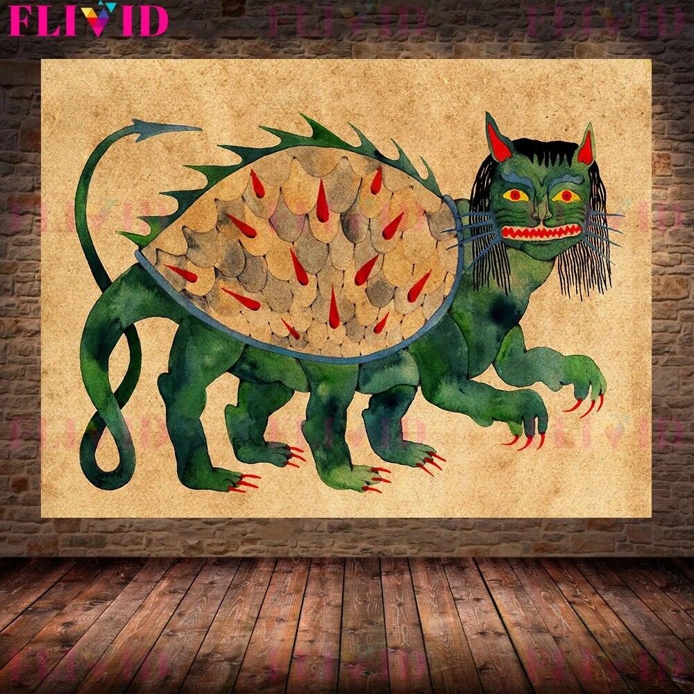 Таинственные существа мифологии, винтажная настенная живопись на холсте, легендарные волшебные существа, художественный плакат с принтом, домашний декор без рамки