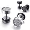 Men's 8mm 316L Stainless Steel Barbell Punk Gothic Round Ear Stud Earrings