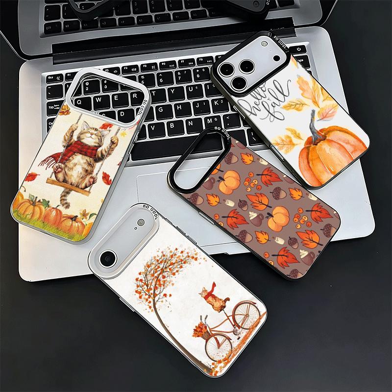 Тыква Счастливой Осени Мягкий Чехол для Телефона iPhone 15 16 17 Pro Max 17Air 16E 14 Plus 13 12 Mini Ударопрочный Задний Корпус