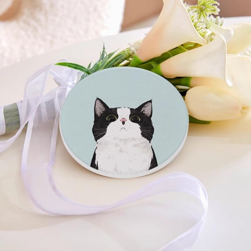 1/2 шт. быстросохнущий жесткий коврик для напитков с рисунком, коврик для чашки чая, антиожоговый коврик для декора стола, коврик для чашки с котом, декор для посуды 10 см