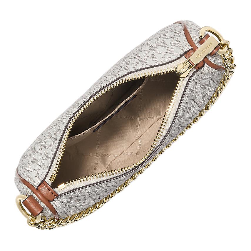 Michael Kors MK Carmela Сумка через плечо с металлической цепочкой и логотипом Маленькая женская сумка Ванильно-белая 35F4G1QC1B-VANILLA