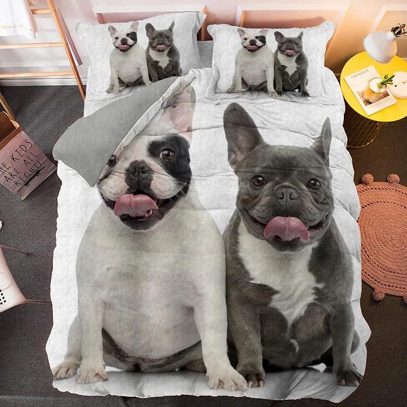 Bulldog Bedding Set Pet Animal Dog Duvet Cover For Boys Adult Bedclothes Covers Comforter Sets Cute Bed Sheets