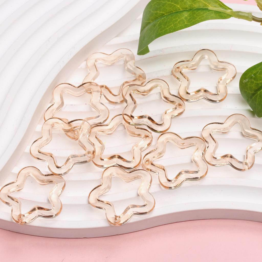 Material Creative Handmade Acrylic for Bracelet Earring Making 30mm Star Loose Beads 10Pcs Pentagonal Pendant Transparent Charms Fashion  Accessories
