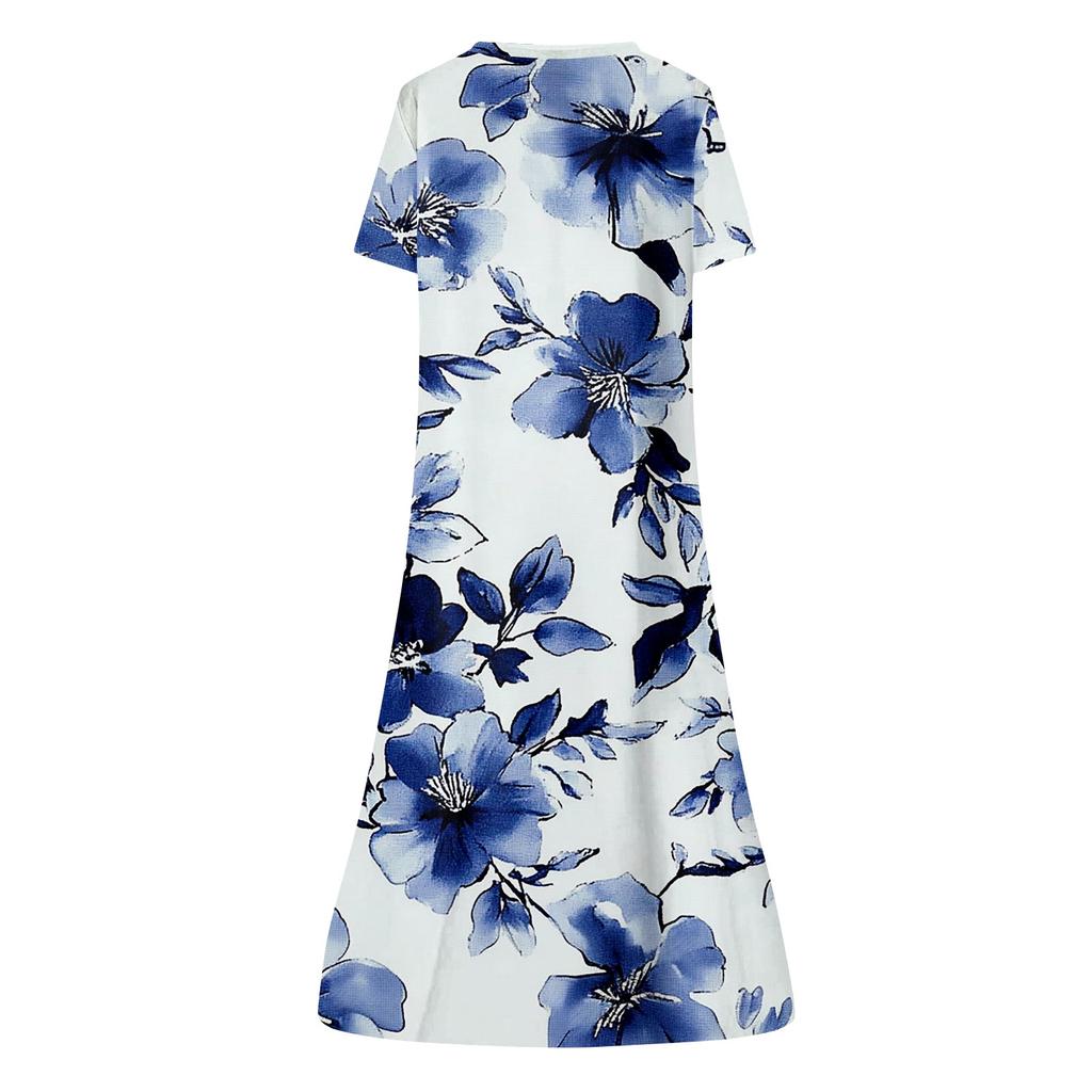 Женский летний повседневный цветочный (Градиент) Платье с коротким рукавом с принтом
