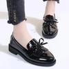 Shiny Small Leather Shoes Female British Style All-match Casual Single Shoes Female Bowknot Social Work Female Shoes Soft Leather